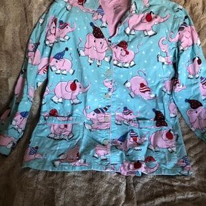SET-NICK&NORA FLANNEL ELEPHANTS SKATING PJ SET,RAREPLUS SZ3X,EUC,FUN,SOUGHTAFTER
